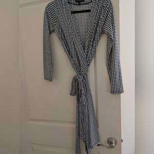 Navy And White Wrap Dress